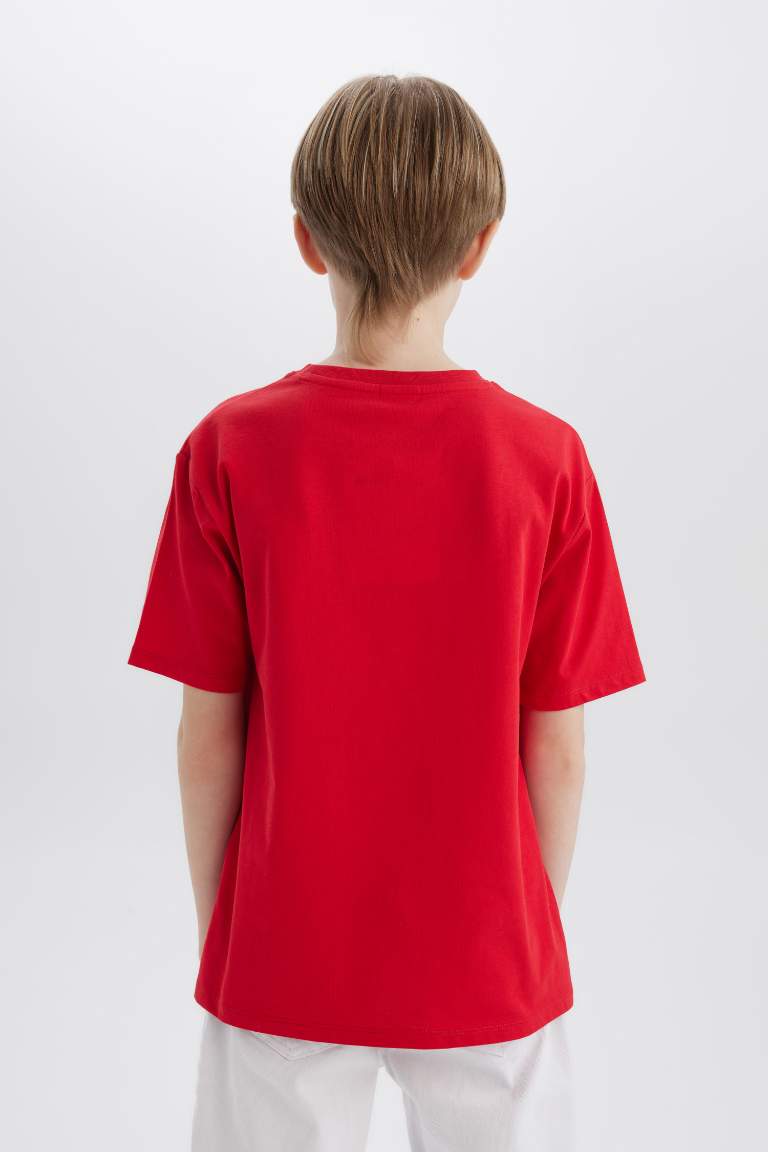 Boy Red Crew Neck T-Shirt