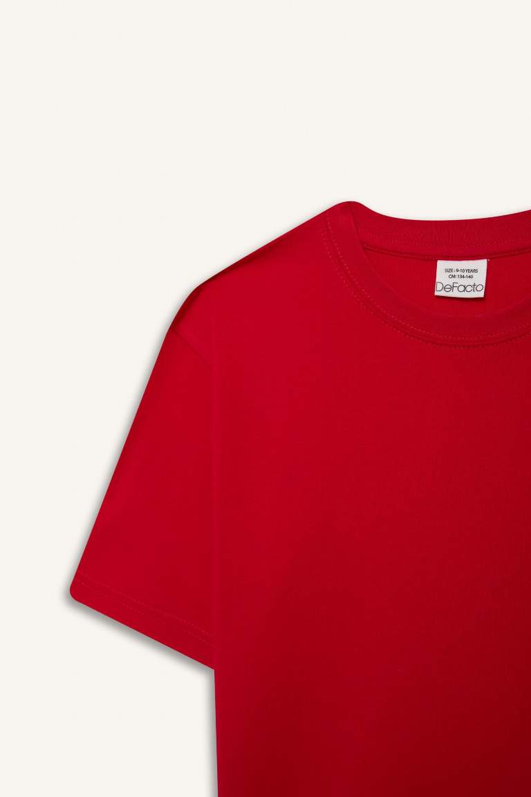 Boy Red Crew Neck T-Shirt