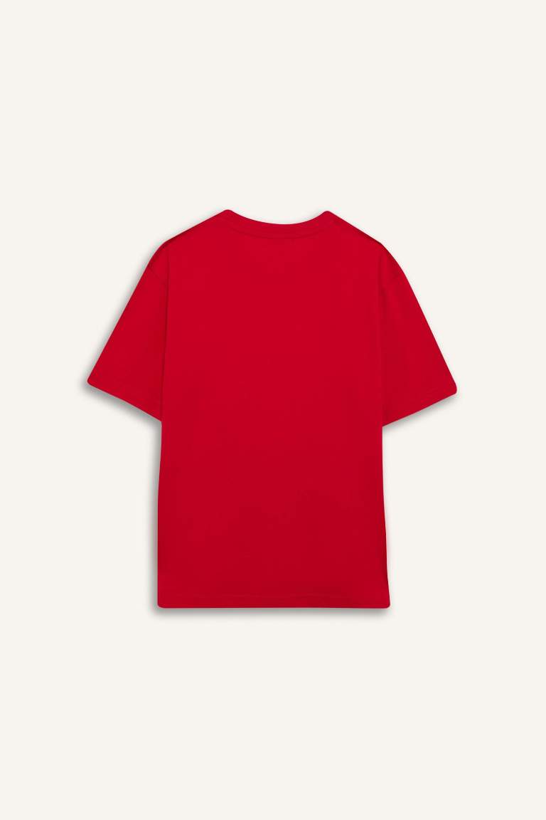 Boy Red Crew Neck T-Shirt