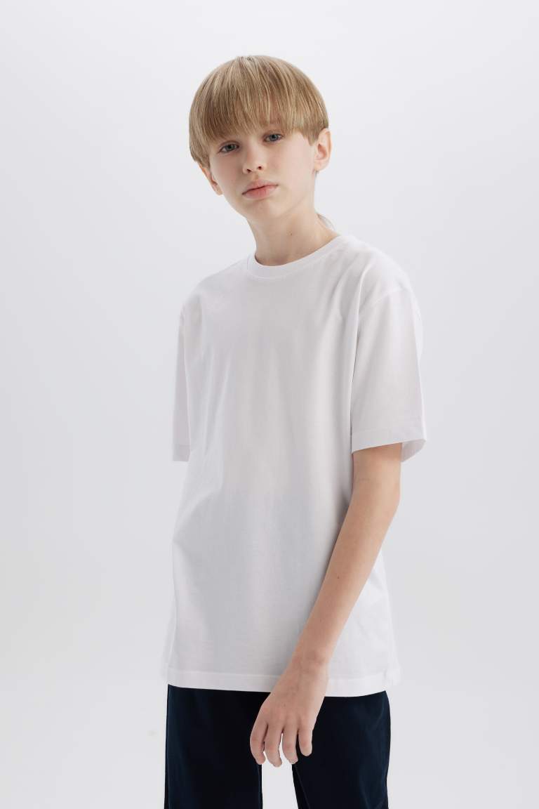 Boy White Short Sleeve School T-Shirt