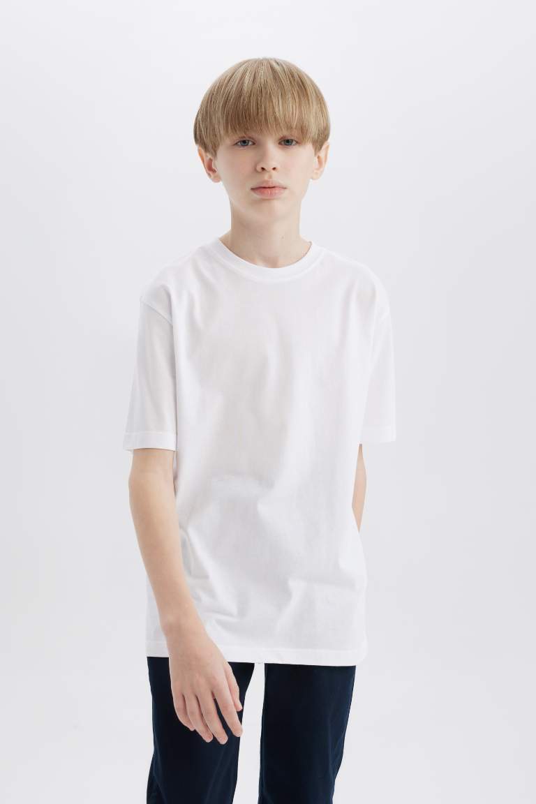 Boy White Short Sleeve School T-Shirt