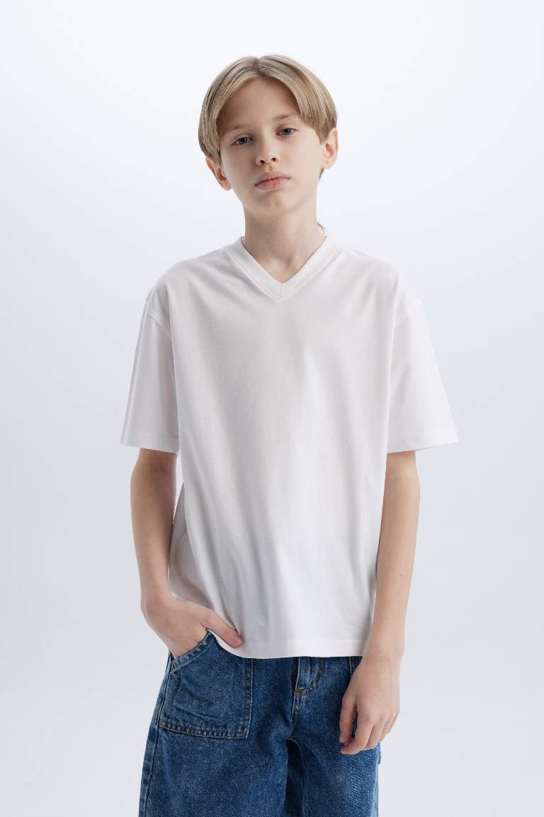 Boy V-Neck Short Sleeved T-Shirt