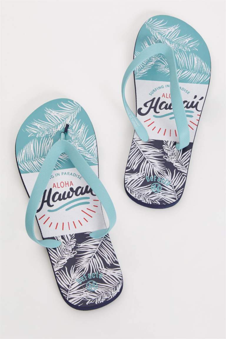 Mavi Erkek Hawai Baskılı Parmak Arası Terlik 980703 DeFacto