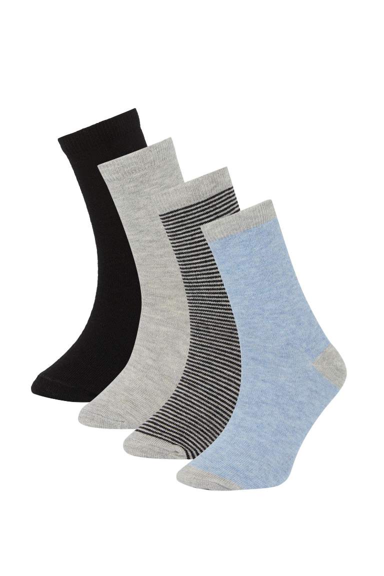 Boys' Striped Patterned 4-Pack Socks