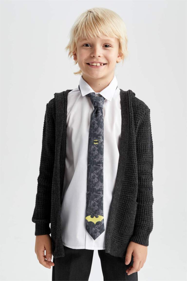 Erkek Çocuk Antrasit Kapüşonlu Triko Okul Hırkası