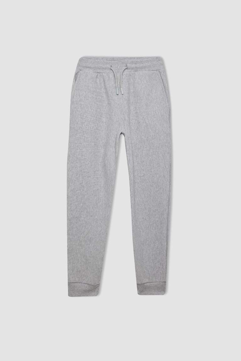 Erkek Çocuk Gri Beli Paçası Lastikli Cepli Basic Düz Okul Jogger Eşofman Altı