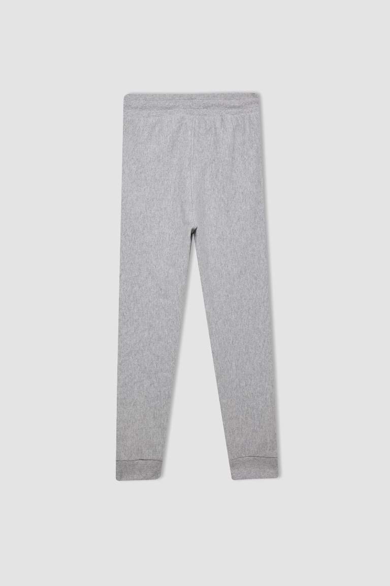 Erkek Çocuk Gri Beli Paçası Lastikli Cepli Basic Düz Okul Jogger Eşofman Altı