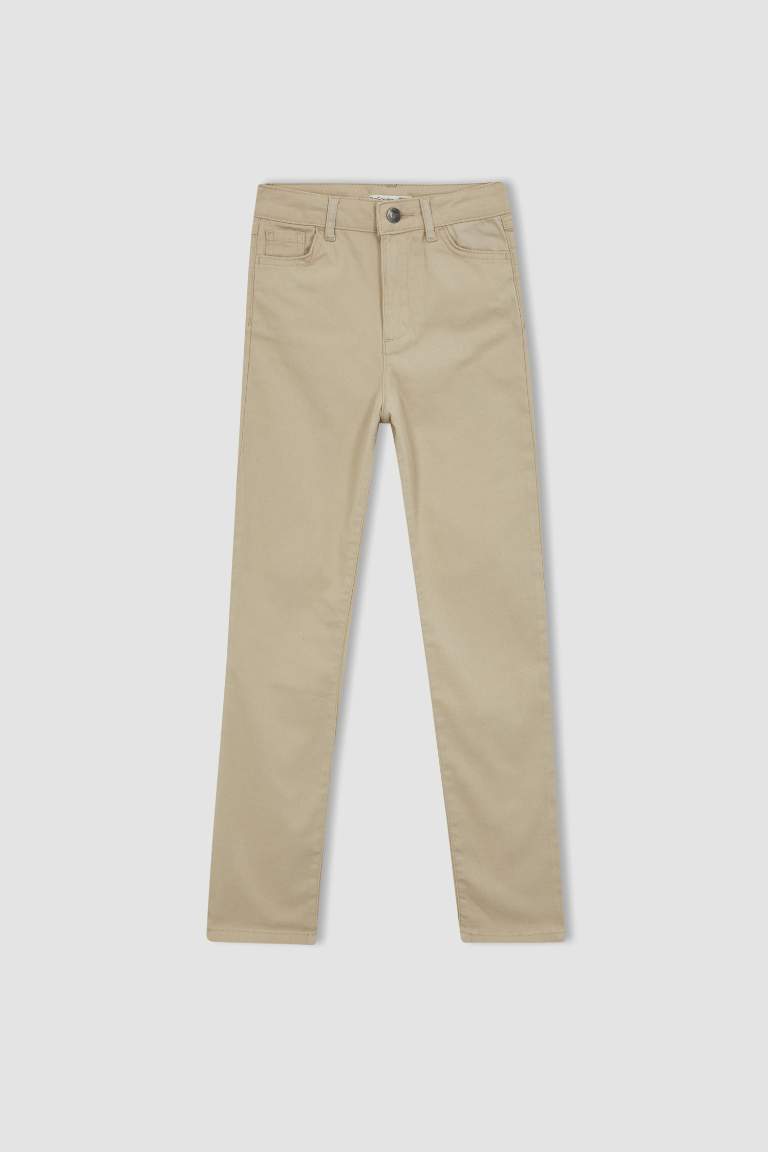 Girl Beige Slim Fit School Trousers