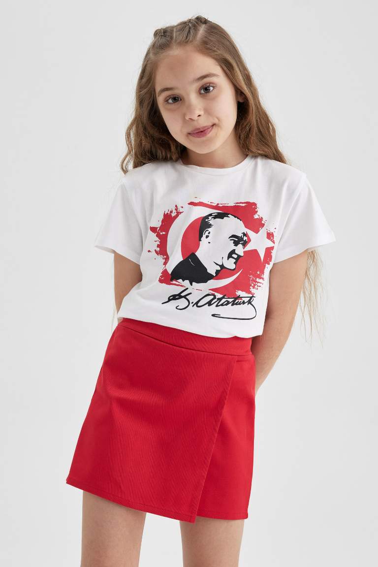Girl Child Red Shorts Skirt Socks 2-Pack Set