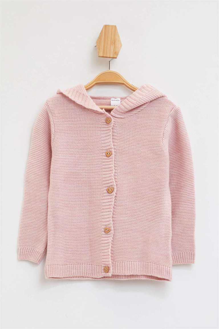 Açık Pembe Kız Bebek Kız Bebek Kapüşonlu Hırka 1061216