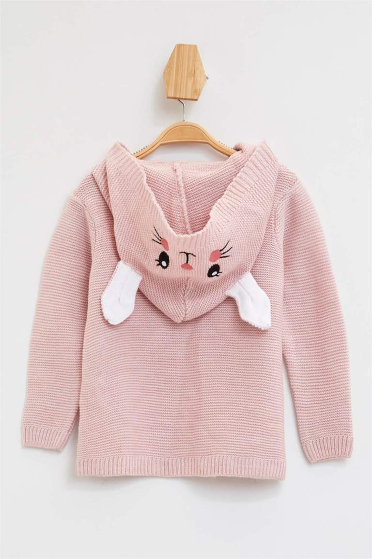 Açık Pembe Kız Bebek Kız Bebek Kapüşonlu Hırka 1061216