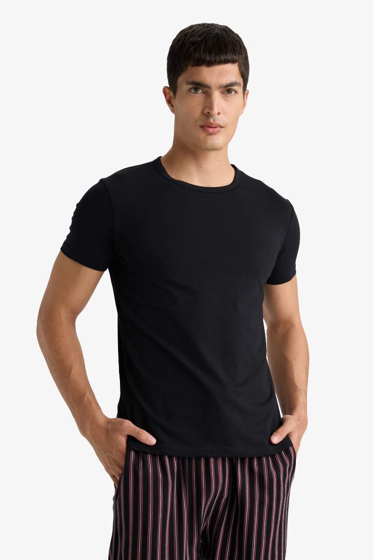 Slim Fit Dar Kesim Bisiklet Yaka Üst