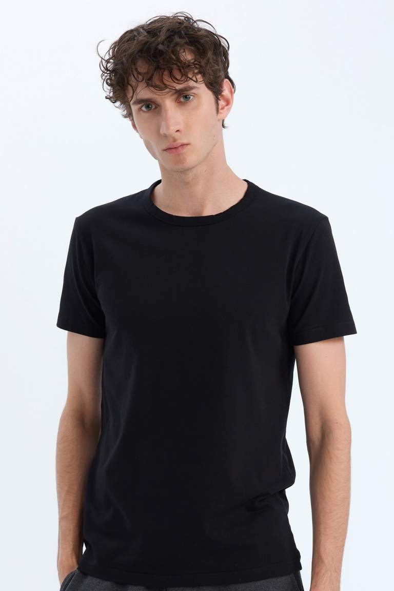Slim Fit Bisiklet Yaka Basic Kısa Kollu Fanila