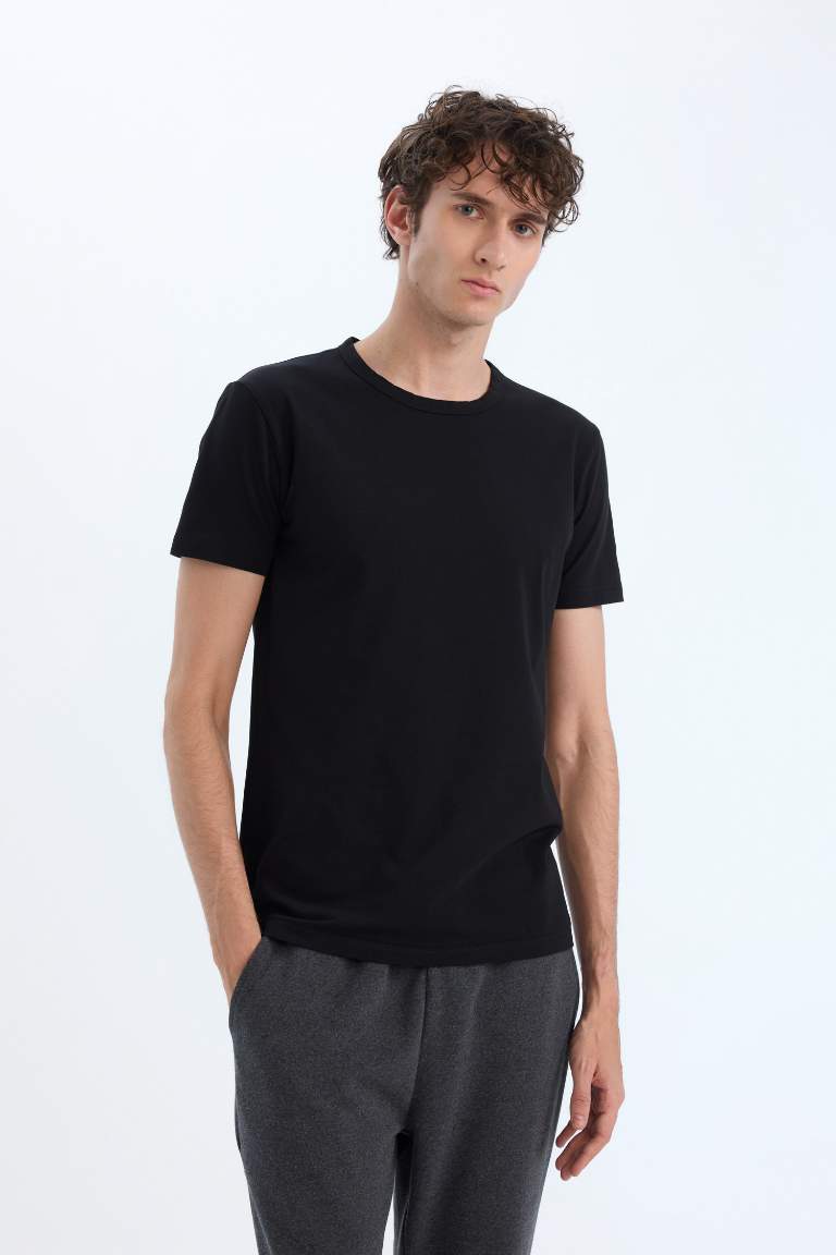 Slim Fit Bisiklet Yaka Basic Kısa Kollu Fanila