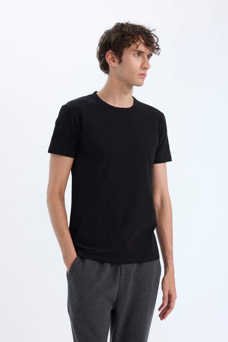 Slim Fit Bisiklet Yaka Basic Kısa Kollu Fanila
