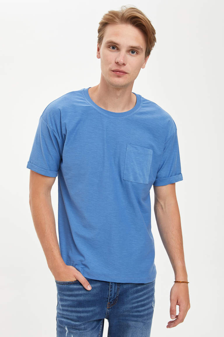 D.BLUE MAN Basic Boxy Fit T-shirt 1151769 | DeFacto