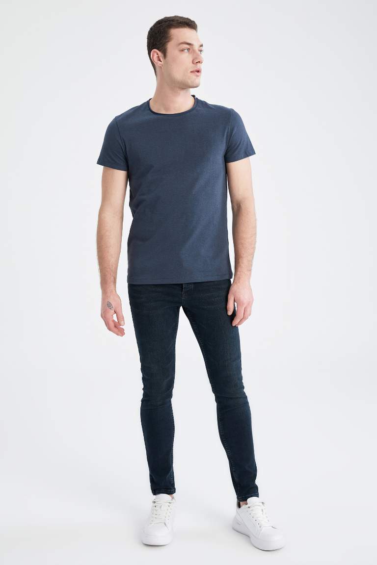 Slim Fit Crew Neck Basic Short Sleeve Cotton T-Shirt