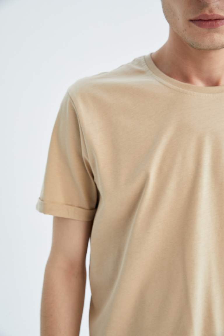 Long Fit Uzun Bisiklet Yaka Basic %100 Pamuk Tişört