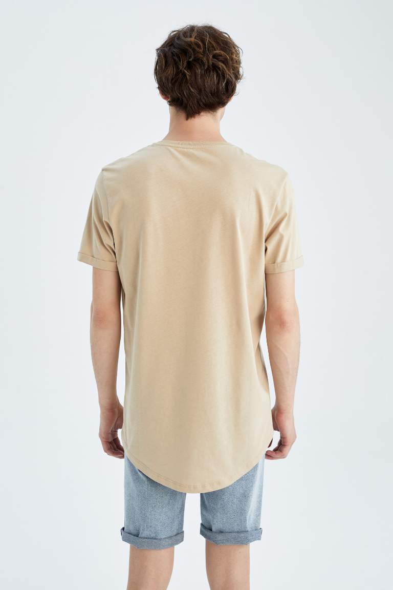 Long Fit Uzun Bisiklet Yaka Basic %100 Pamuk Tişört