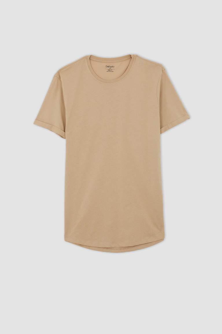 Long Fit Uzun Bisiklet Yaka Basic %100 Pamuk Tişört