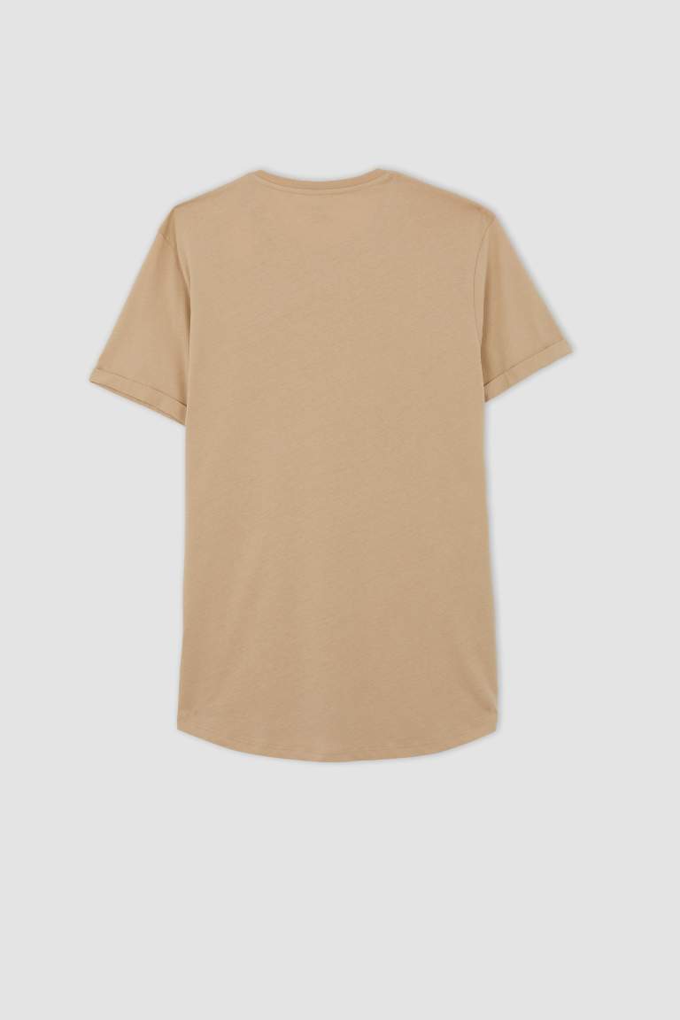 Long Fit Uzun Bisiklet Yaka Basic %100 Pamuk Tişört