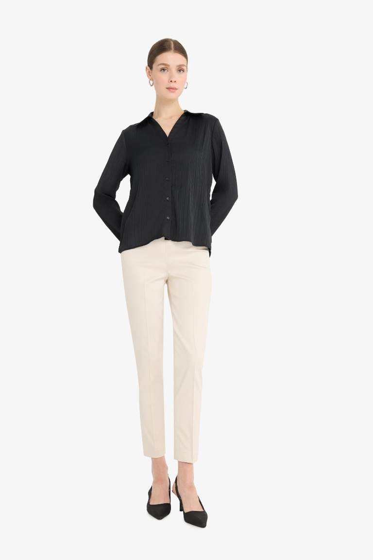 Cigarette Fit Super Skinny Hem Satin Trousers