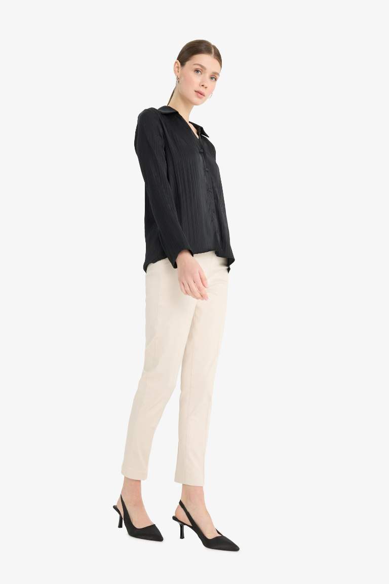 Cigarette Fit Super Skinny Hem Satin Trousers