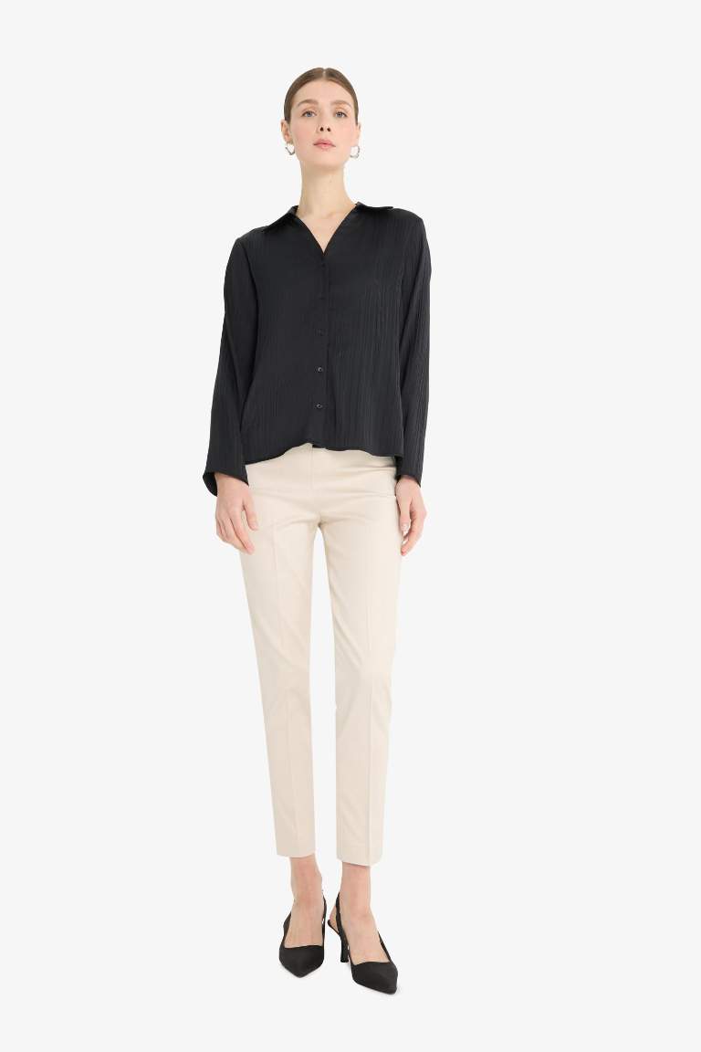 Cigarette Fit Super Skinny Hem Satin Trousers