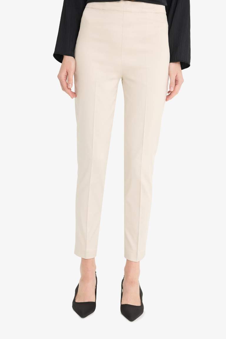 Cigarette Fit Super Skinny Hem Satin Trousers