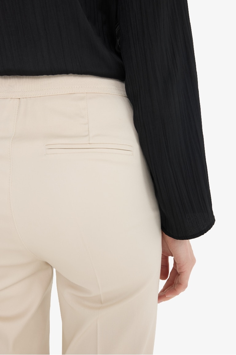 Cigarette Fit Super Skinny Hem Satin Trousers