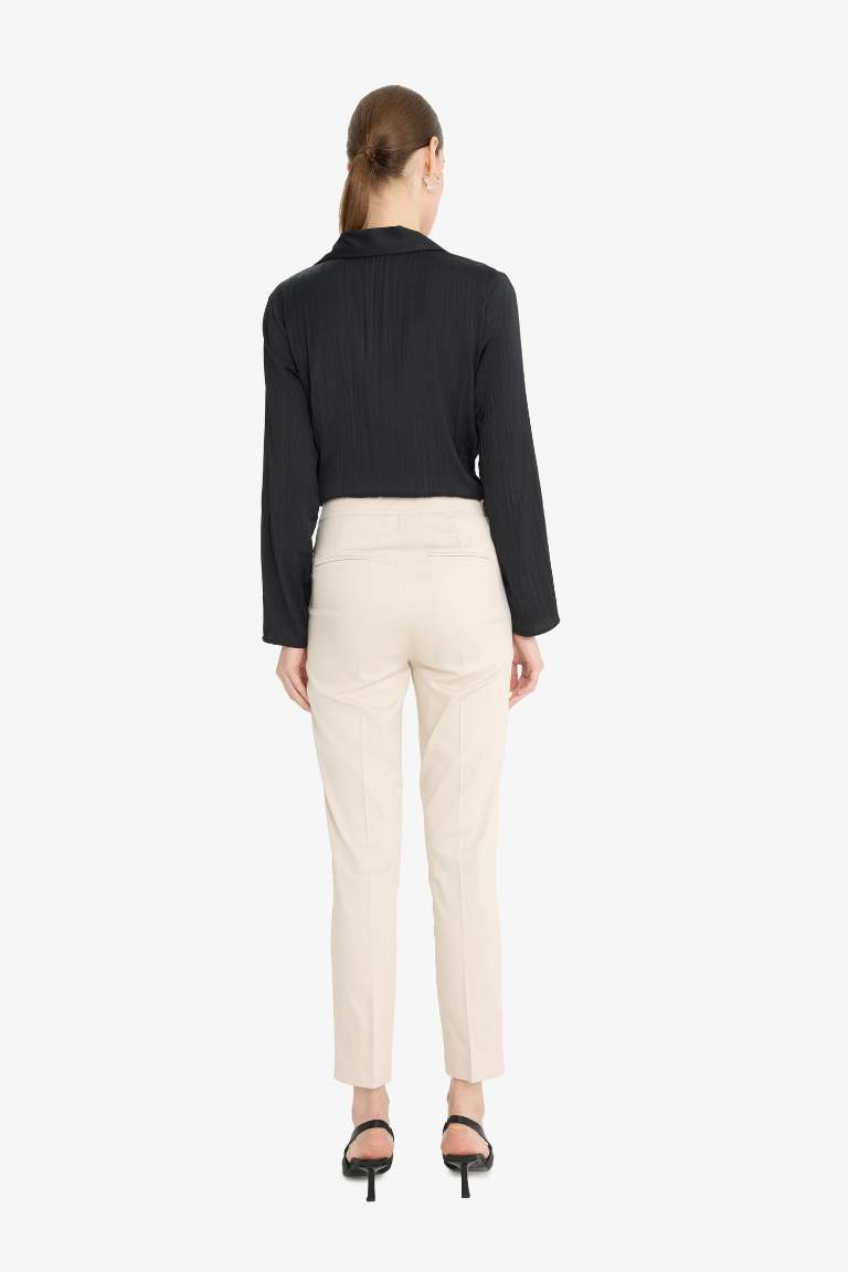 Cigarette Fit Super Skinny Hem Satin Trousers