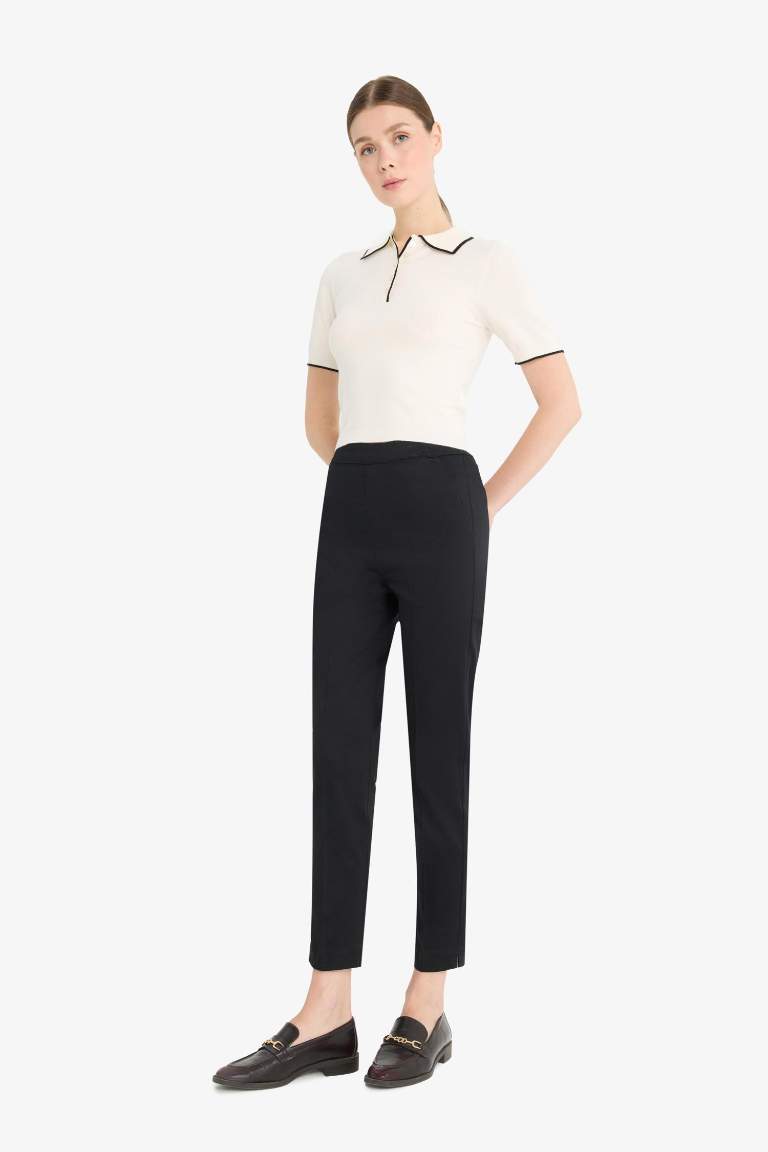Cigarette Fit Super Skinny Hem Satin Trousers