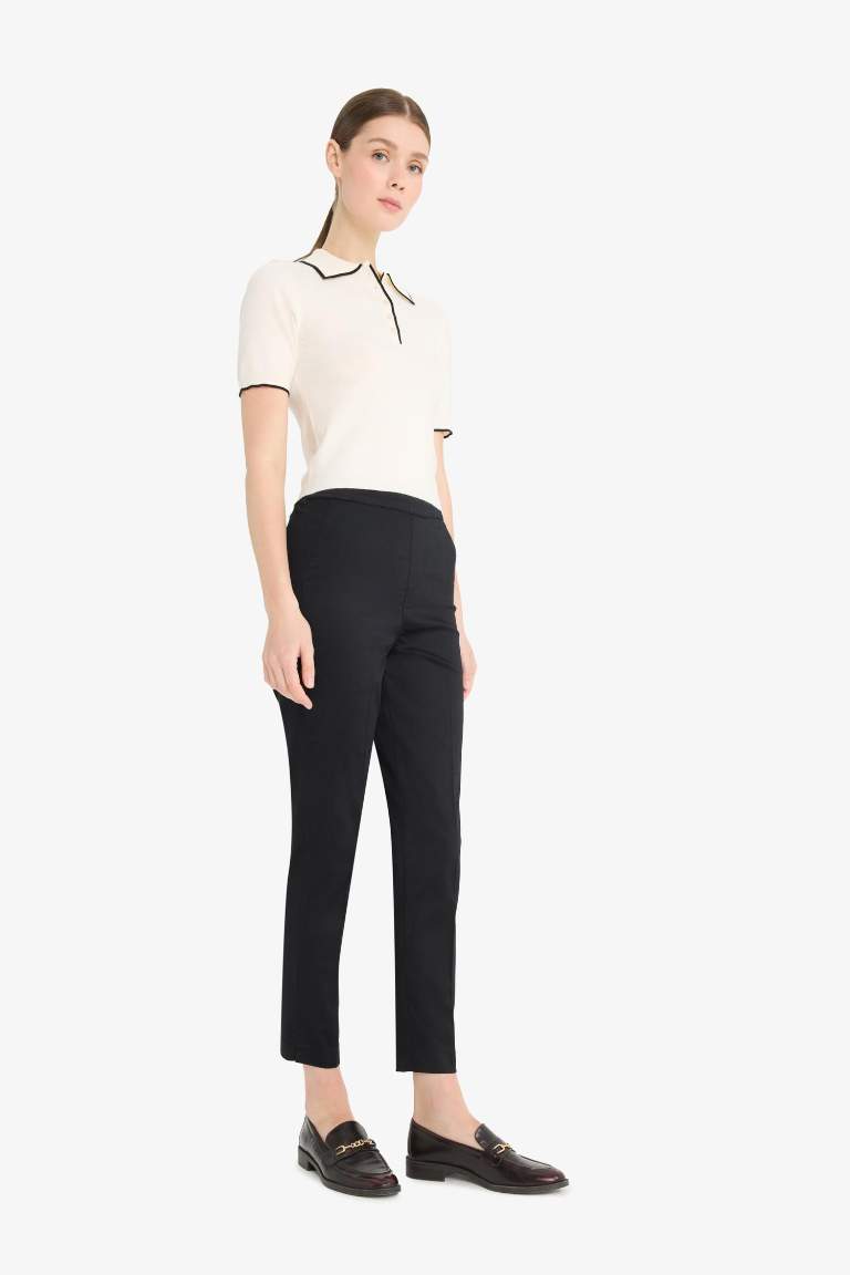 Cigarette Fit Super Skinny Hem Satin Trousers
