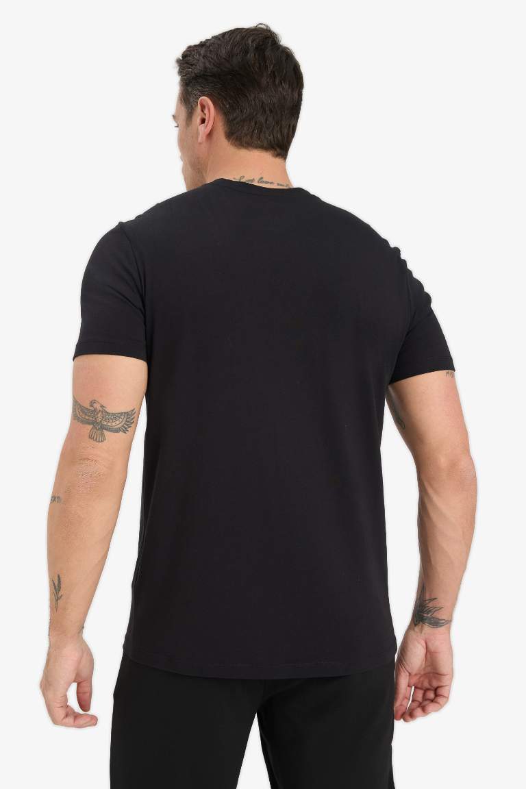 Slim Fit Dar Kesim Bisiklet Yaka Basic Düz Kısa Kollu Tişört