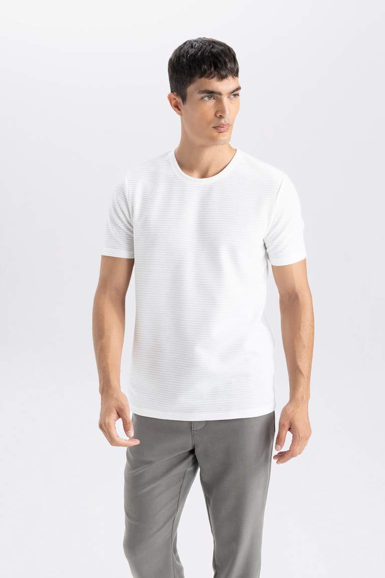 Slim Fit Crew Neck Basic White Short Sleeve T-Shirt