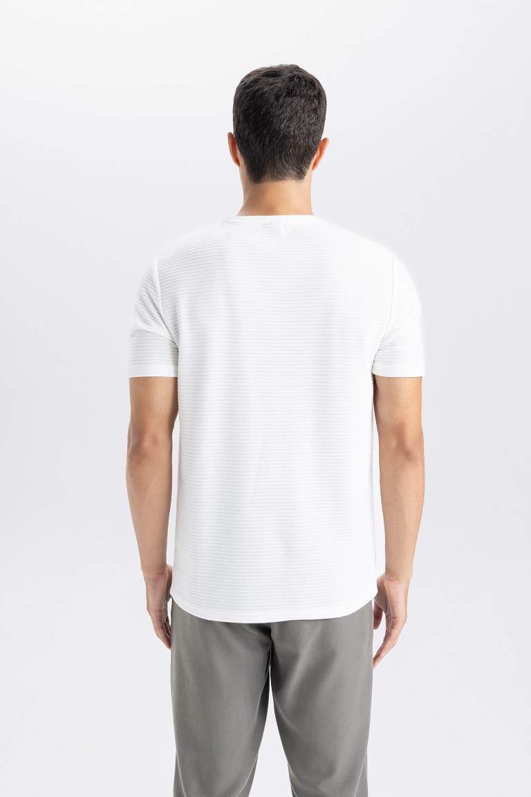 Slim Fit Crew Neck Basic White Short Sleeve T-Shirt