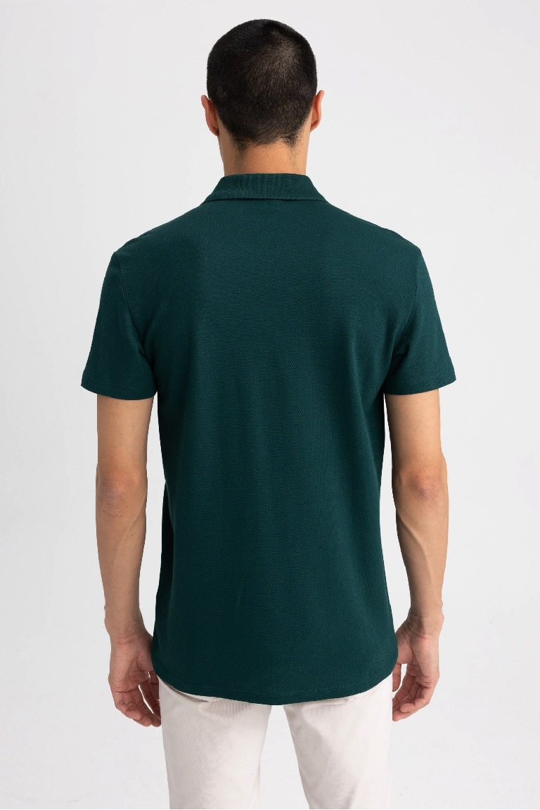 Slim Fit Dar Kesim Kısa Kollu Pamuklu Basic Düz Polo Tişört