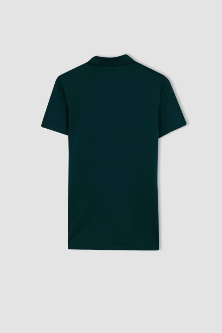 Slim Fit Dar Kesim Kısa Kollu Pamuklu Basic Düz Polo Tişört