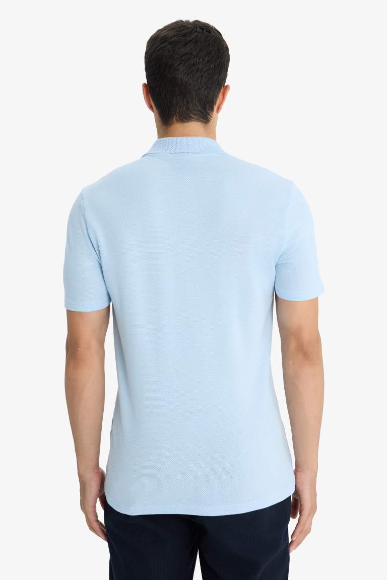Slim Fit Dar Kesim Polo Yaka Kısa Kollu Pamuklu Modal Karışımlı Basic Düz Tişört