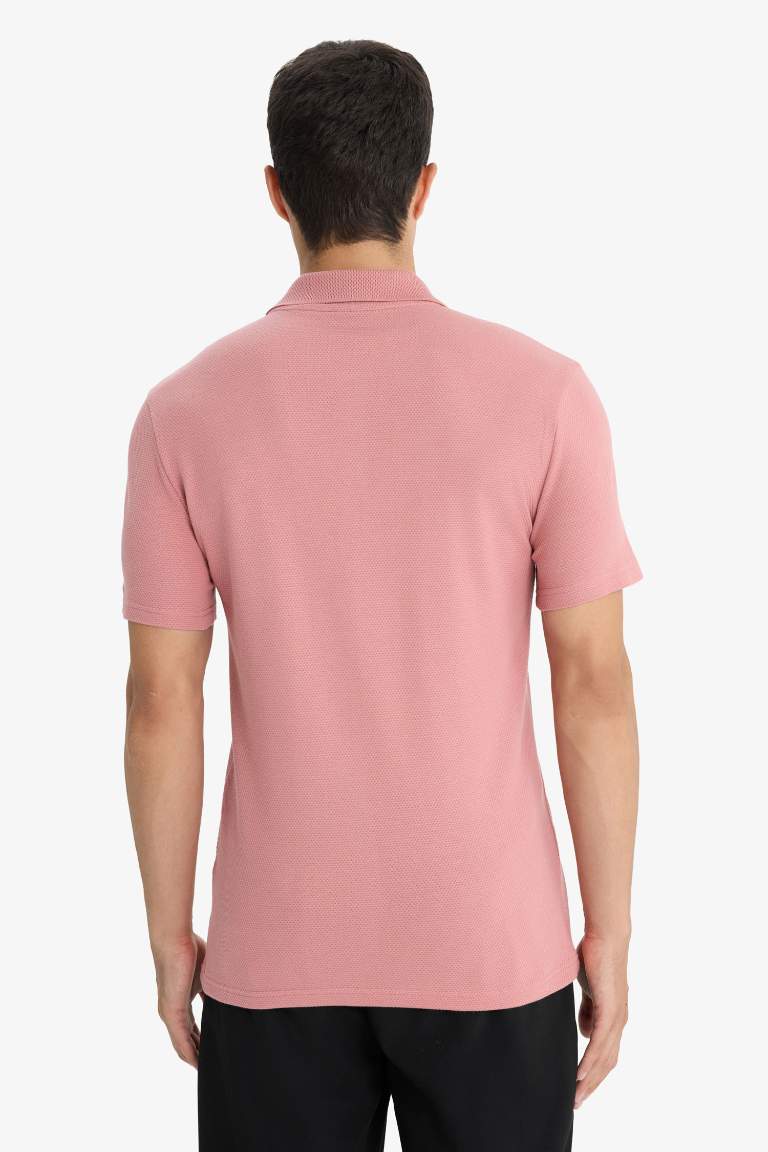 Slim Fit Dar Kesim Polo Yaka Kısa Kollu Pamuklu Modal Karışımlı Basic Düz Tişört
