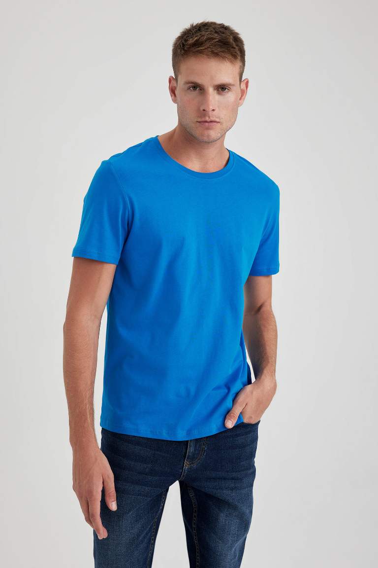 Regular Fit Crew Neck Basic Short Sleeve T-Shirt