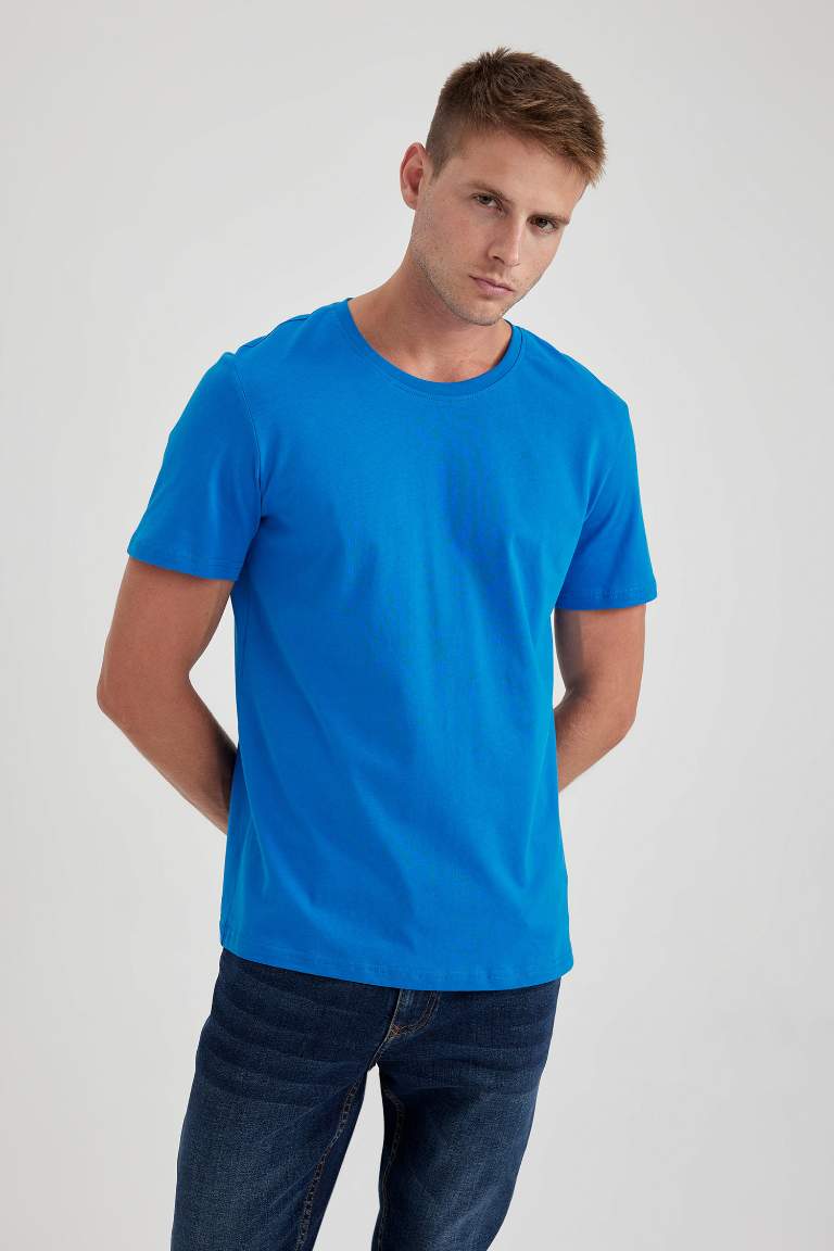 Regular Fit Crew Neck Basic Short Sleeve T-Shirt