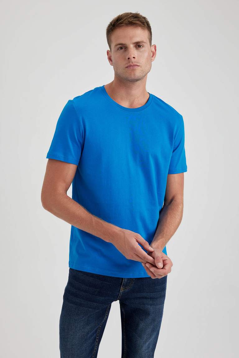 Regular Fit Crew Neck Basic Short Sleeve T-Shirt