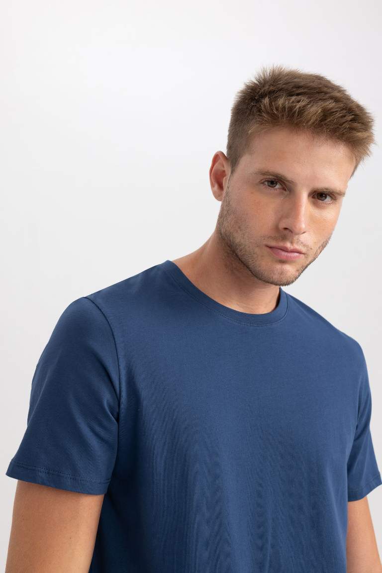 Regular Fit Crew Neck Basic Short Sleeve T-Shirt