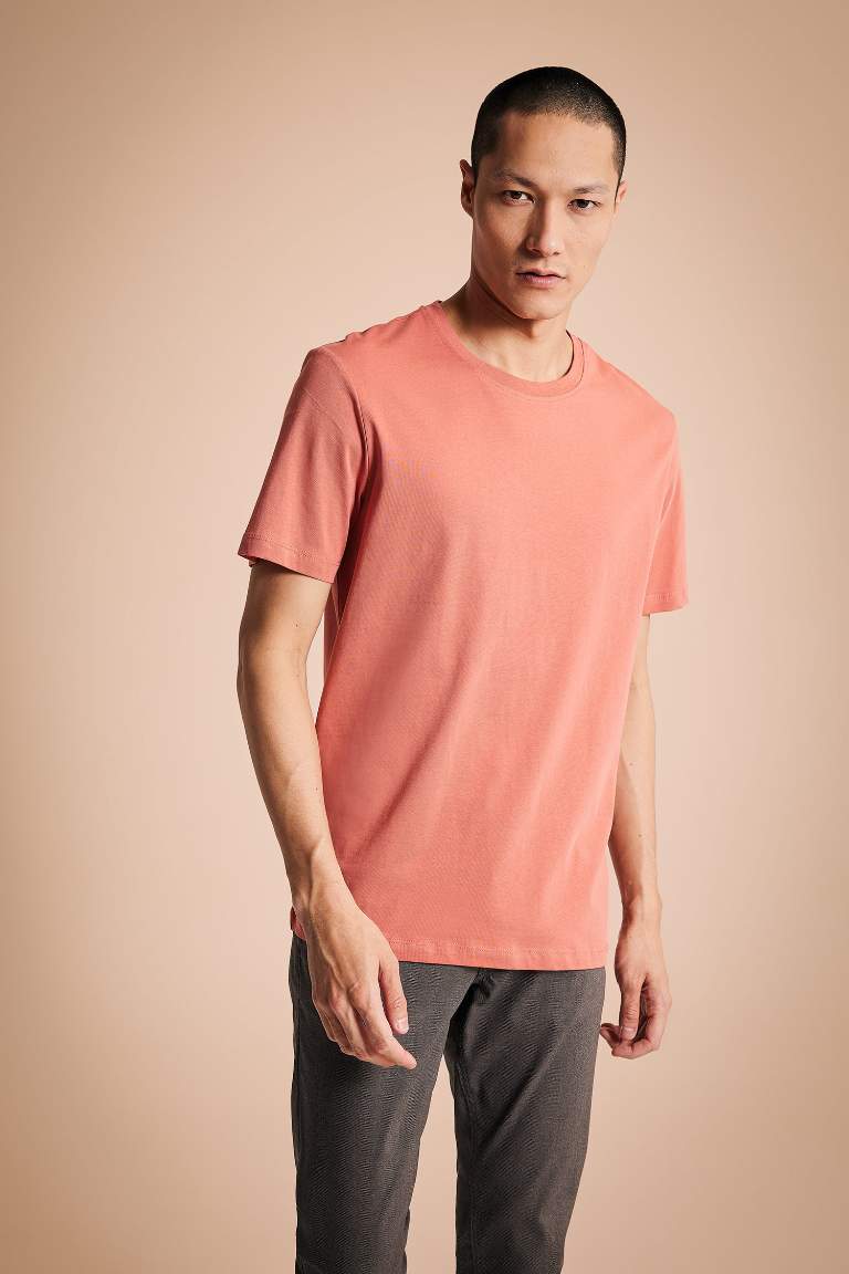 Regular Fit Crew Neck Basic Short Sleeve T-Shirt