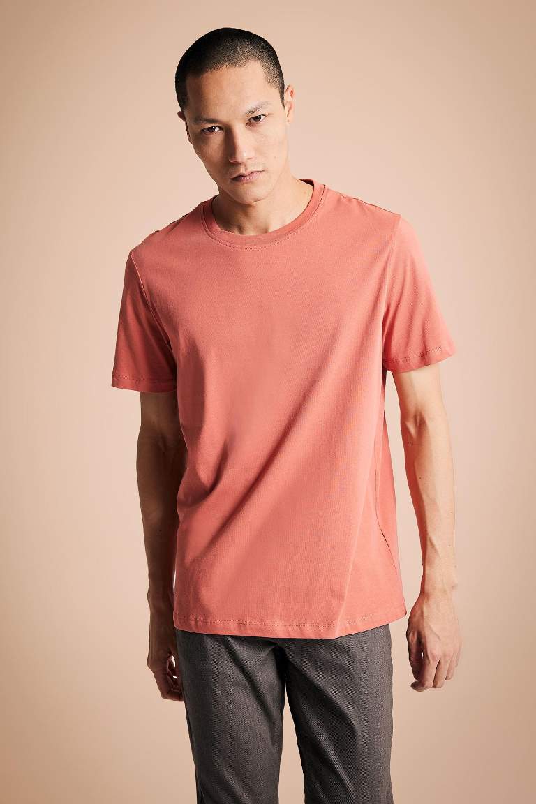 Regular Fit Crew Neck Basic Short Sleeve T-Shirt