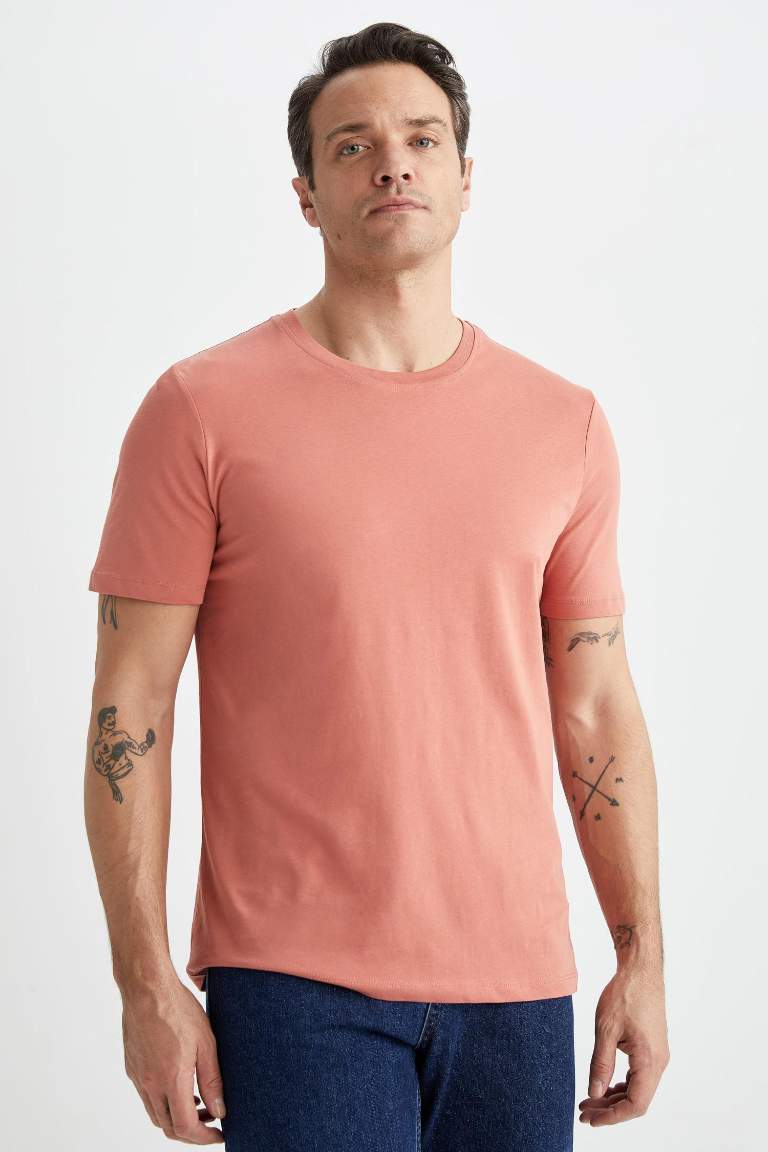 Regular Fit Crew Neck Basic Short Sleeve T-Shirt