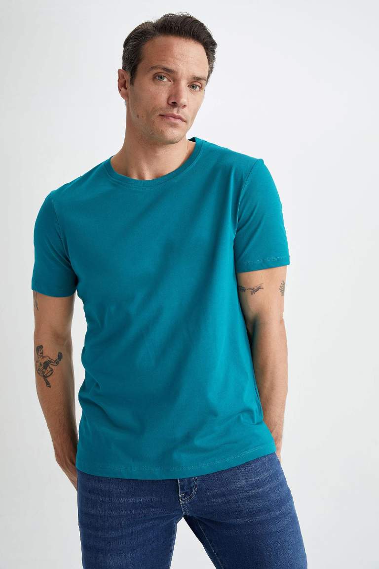 Regular Fit Crew Neck Basic Short Sleeve T-Shirt