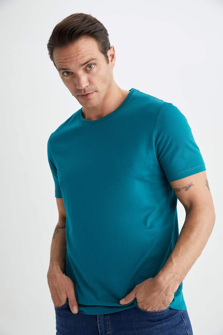 Regular Fit Crew Neck Basic Short Sleeve T-Shirt