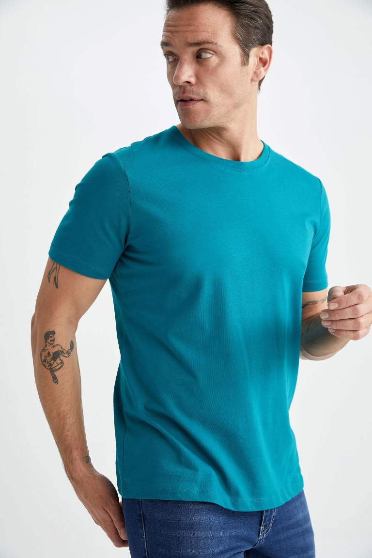 Regular Fit Crew Neck Basic Short Sleeve T-Shirt